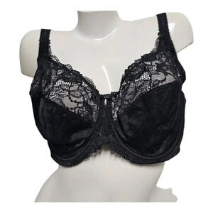 Delimara 42E minimizer black lace accent bra NWT
